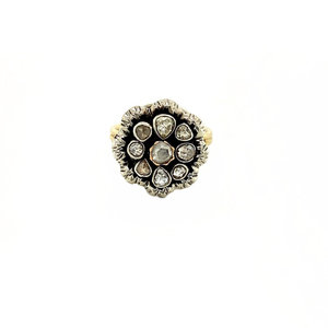 Gold entourage ring with rose diamond 14 krt/925