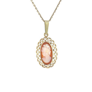 Gold pendant with cameo 14 krt