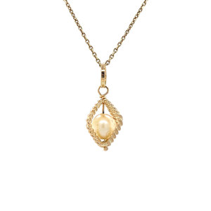 Gold pendant with pearl 14 krt