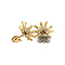 vintage Bicolour gold ear studs with diamond 14 krt