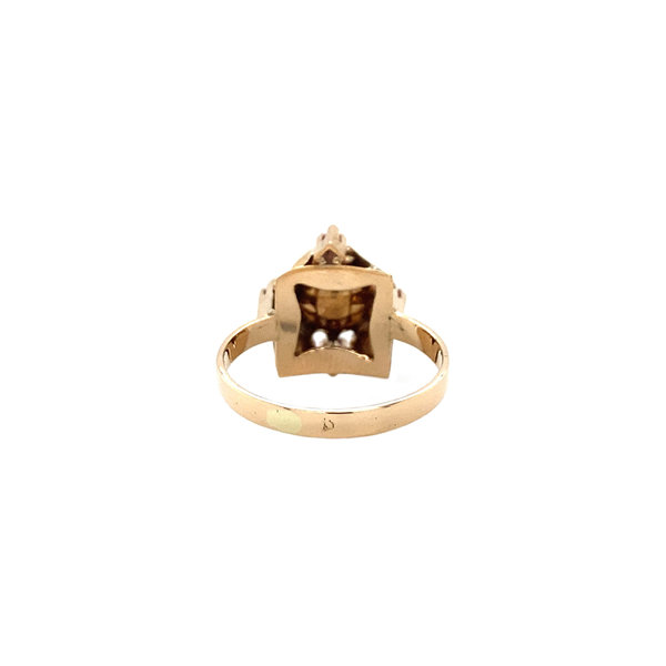 vintage Gouden ring met parel en robijn 14 krt