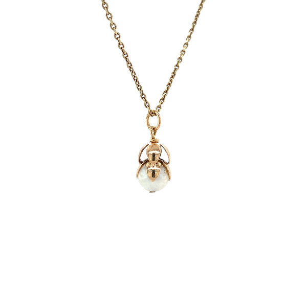 vintage Rose gold pendant with pearl 14 krt