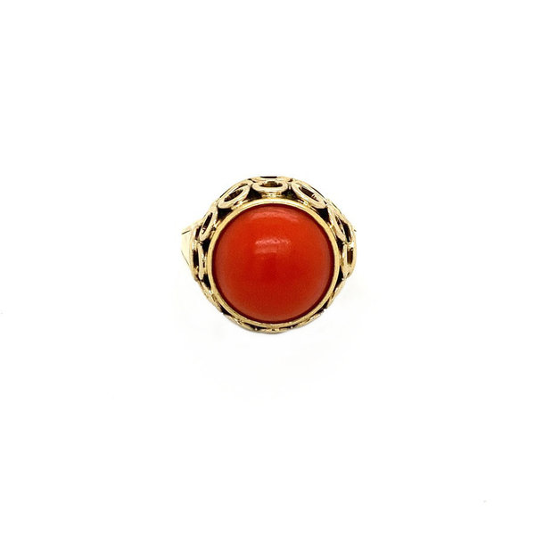 vintage Ring met bloedkoraal 12 krt