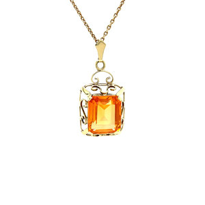 Gold pendant with orange sapphire 14 krt