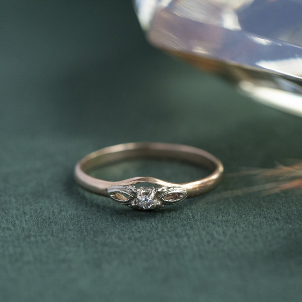 vintage Rosé ring met diamant 12 krt