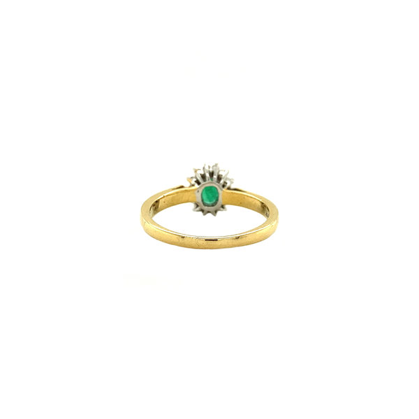 vintage Gouden ring met smaragd en diamant 14 krt
