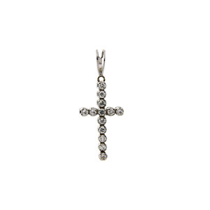 White gold cross pendant with diamond 14 krt