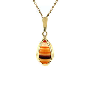 Gold pendant with stripe agate 14 krt