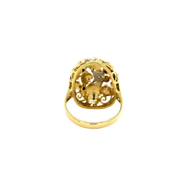 vintage Gouden fantasie ring met edelstenen 18 krt