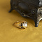 vintage Gold ring with pearl and sapphire 18 krt