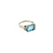 vintage White gold ring with aquamarine and diamond 14 krt