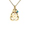 vintage Gold pendant with pearl and turquoise 14 krt