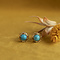 vintage Gold ear studs with turquoise 18 krt