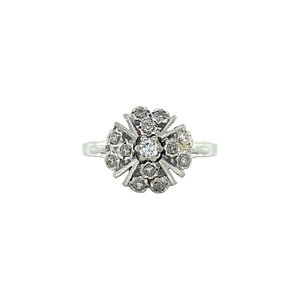 Witgouden entourage ring met diamant 14 krt