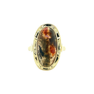 Gold ring with moss agate 14 krt