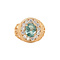 vintage Gold entourage ring with green spinel and zirconia 14 krt