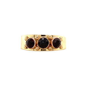 Bicolour gouden ring met granaat 14 krt