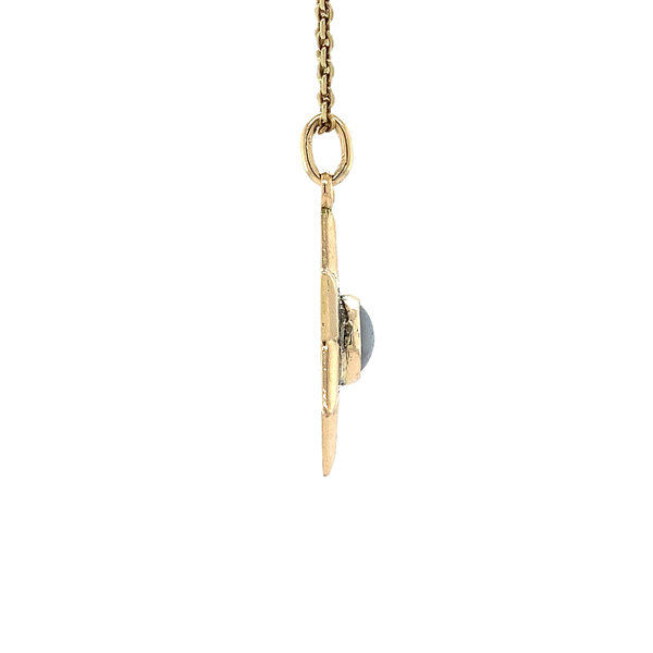 vintage Gouden ster hanger met emaille en melkopaal 14 krt