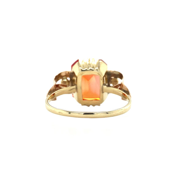 vintage Bicolour gouden ring met oranje saffier14 krt