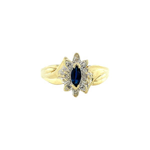 Ring with sapphire and diamond 9 krt