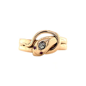 Rose gold ring with diamond and ruby 14 krt