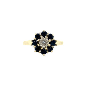 Entourage ring with sapphire and diamond 9 krt