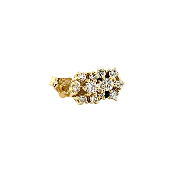 vintage Gouden entourage oorstekers met diamant 14 krt