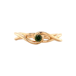Rose gold strike ring with emerald 14 krt