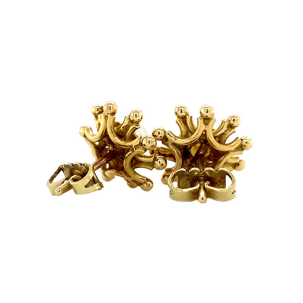 vintage Gouden oorstekers met parel 14 krt