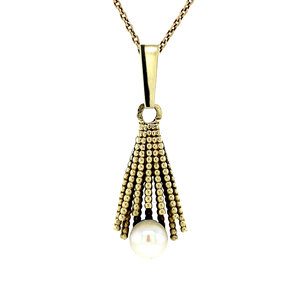 Gold pendant with pearl 14 crt