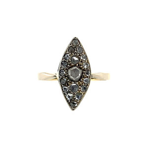 Bicolour gold ring with rose diamond 14 crt