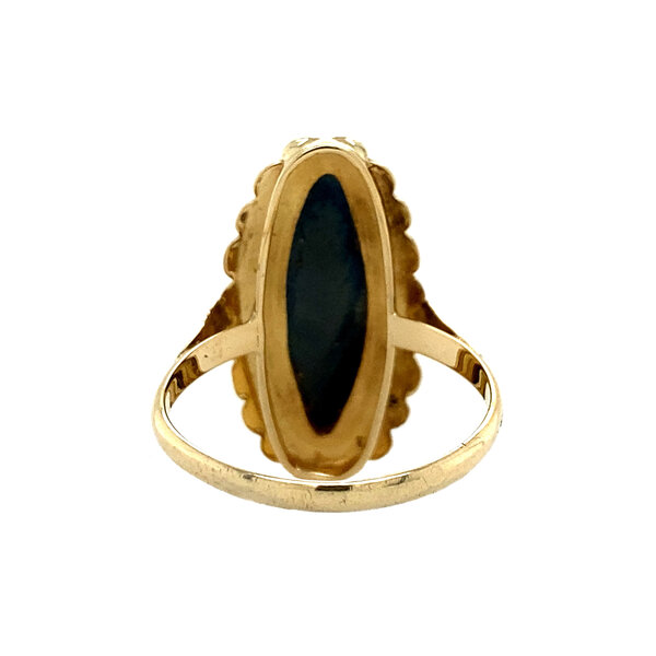 vintage Gouden ring met hematiet 14 krt