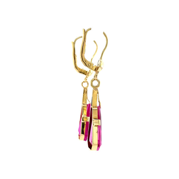 vintage Gold earrings with ruby 14 crt