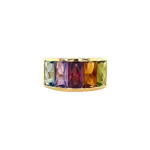 Gouden ring met gekleurde saffieren 18 krt
