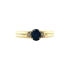 Gouden ring met saffier en diamant 14 krt