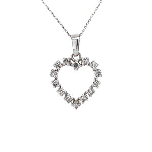 White gold heart pendant with diamond 14 crt