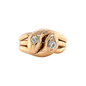 Rose gold snake ring with diamond 14 crt