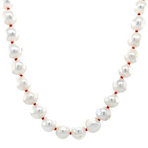 Pearl necklace with gold fantasy clasp 48 cm 14 krt