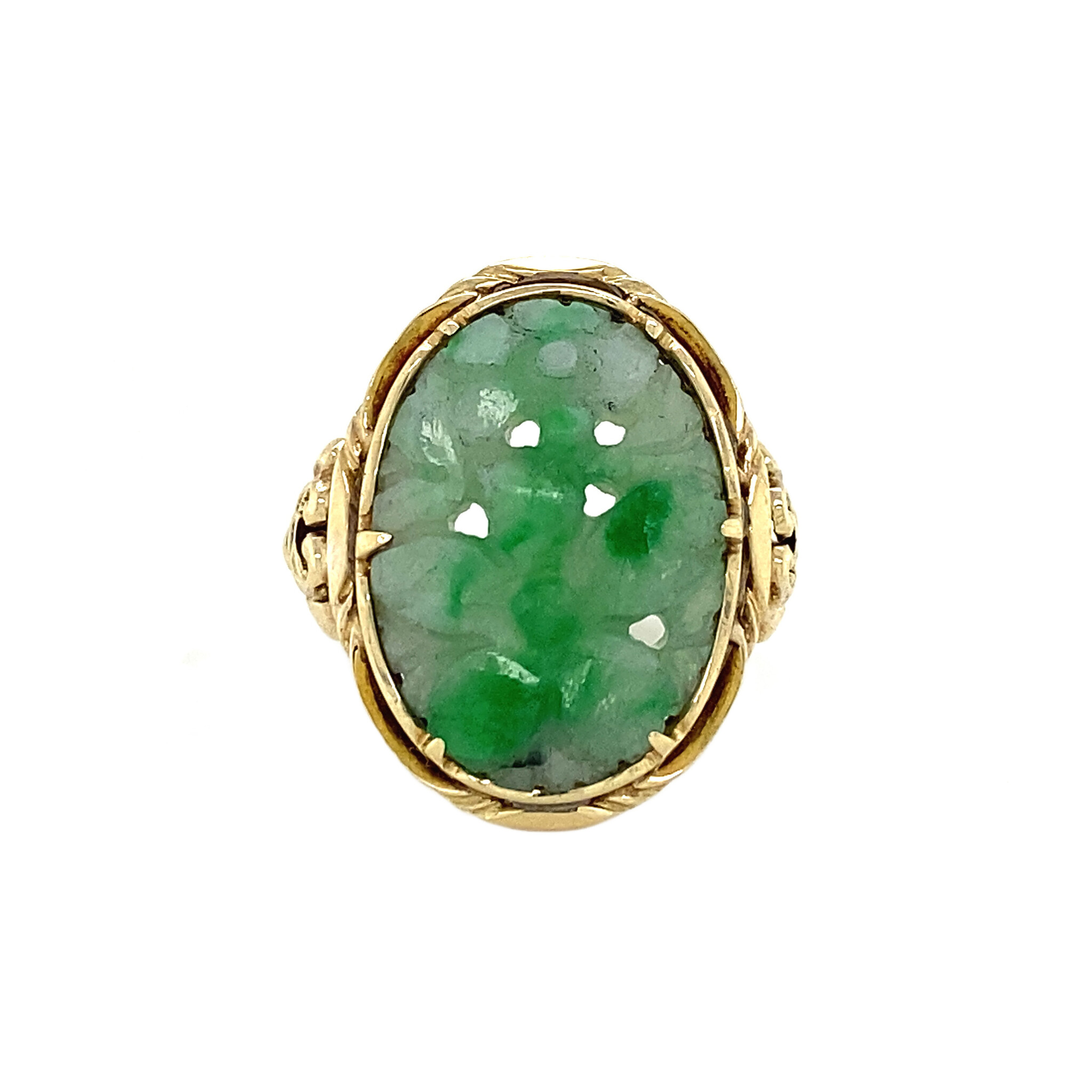 Gouden ring met jade 14 krt - Vintage Jewellery