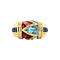 vintage Gouden ring met saffier, roze en blauwe topaas 18 krt