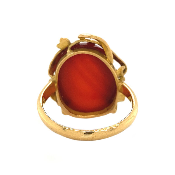 vintage Gold ring with carnelian 20 krt