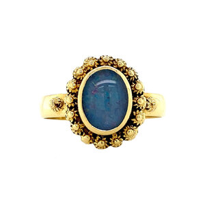 Gouden ring met opaal triplet 18 krt