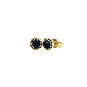 Gold ear studs with onyx 14 krt