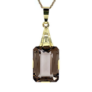 Gouden hanger met rooktopaas 14 krt