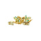 vintage Bicolour gold ear studs with emerald and zirconia 14 crt.
