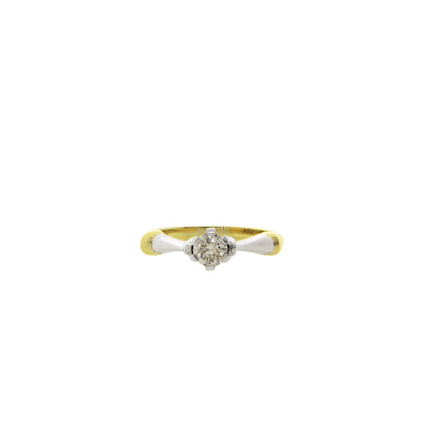 vintage Gouden solitair ring met diamant 18 krt