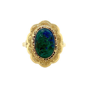 Gold ring with azurite malachite 14 krt