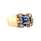 vintage Gouden ring met diamant en blauwe spinel 14 krt