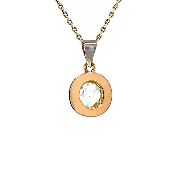 vintage Bicolour gold pendant with diamond 18 krt