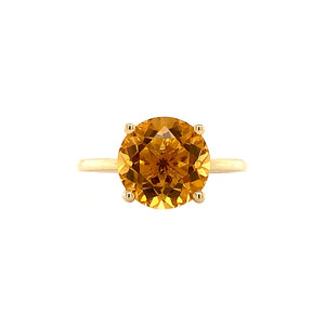 Gold solitaire ring with citrine 14 krt